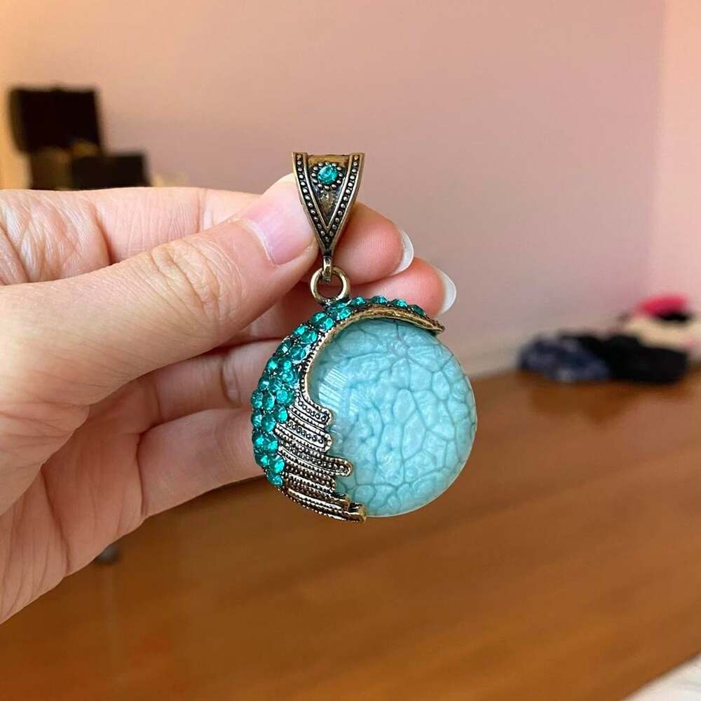 turquoise + gold statement pendant charm